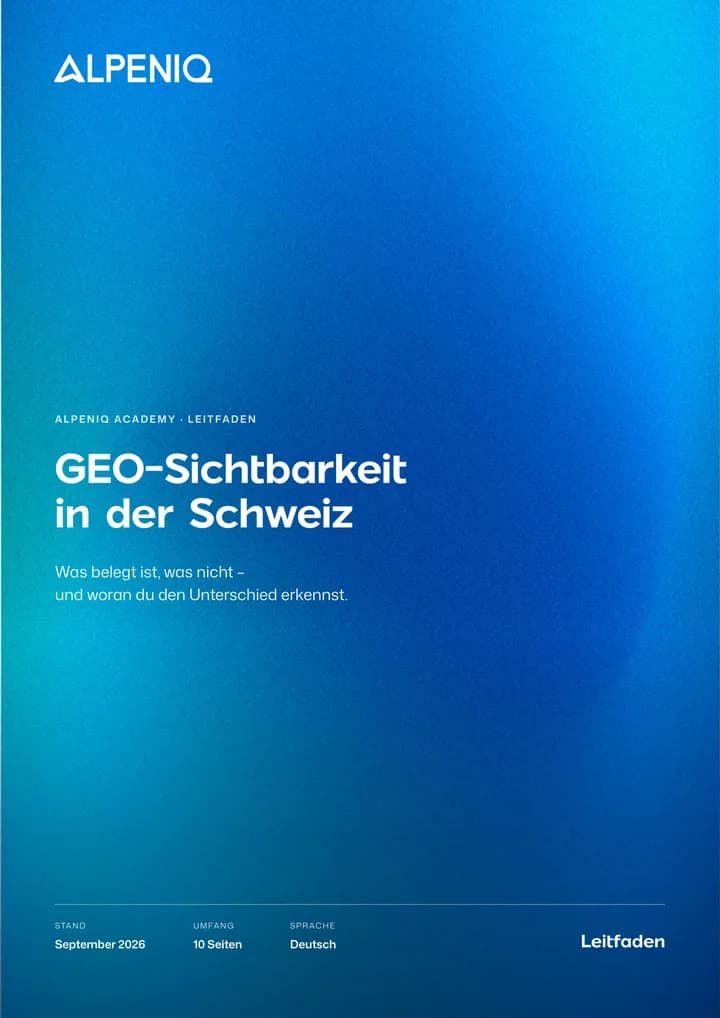 Deckblatt des Leitfadens «GEO-Sichtbarkeit in der Schweiz»