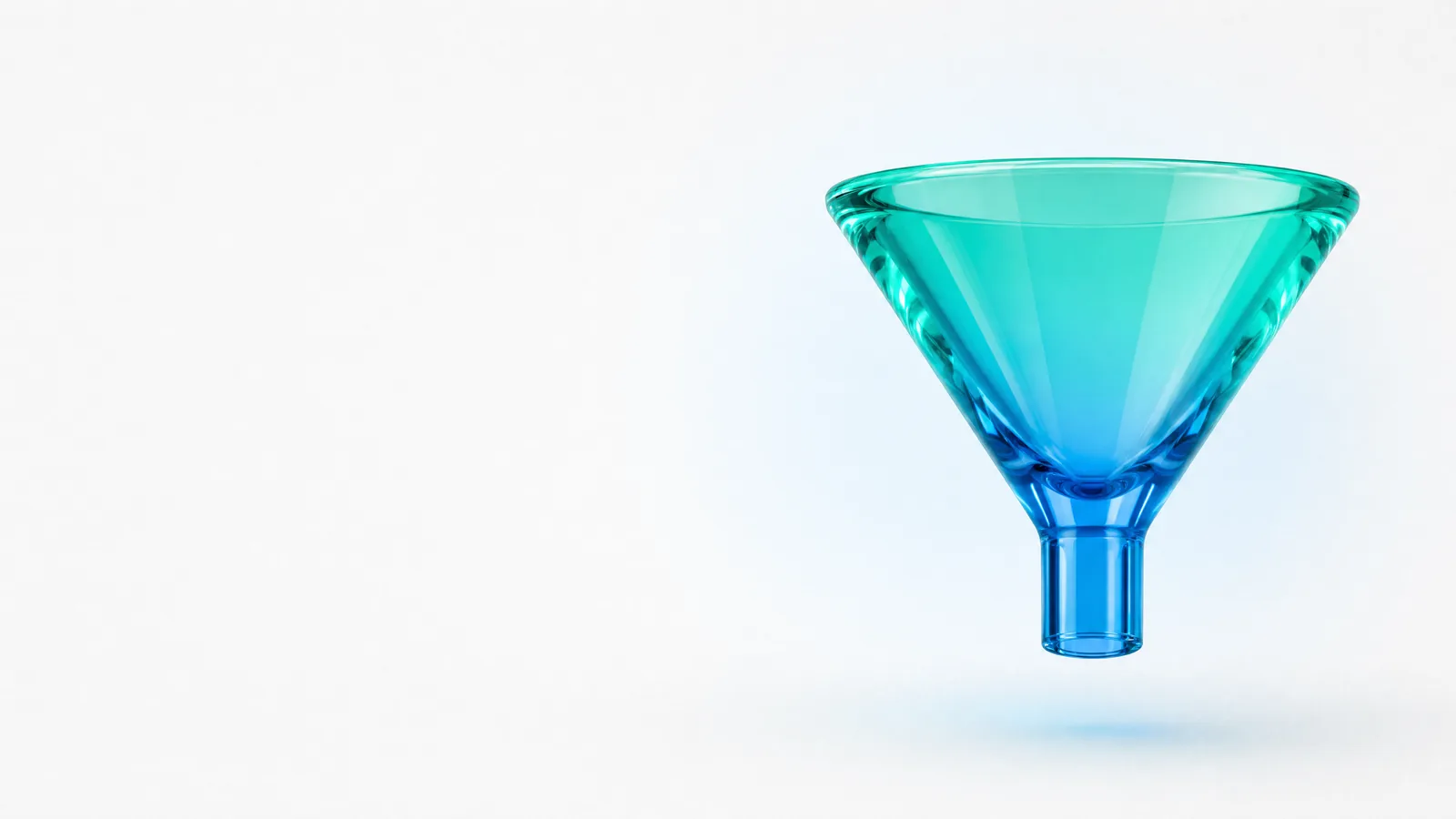 Abstraktes Glasobjekt im ALPENIQ Blau: Trichter aus Glas