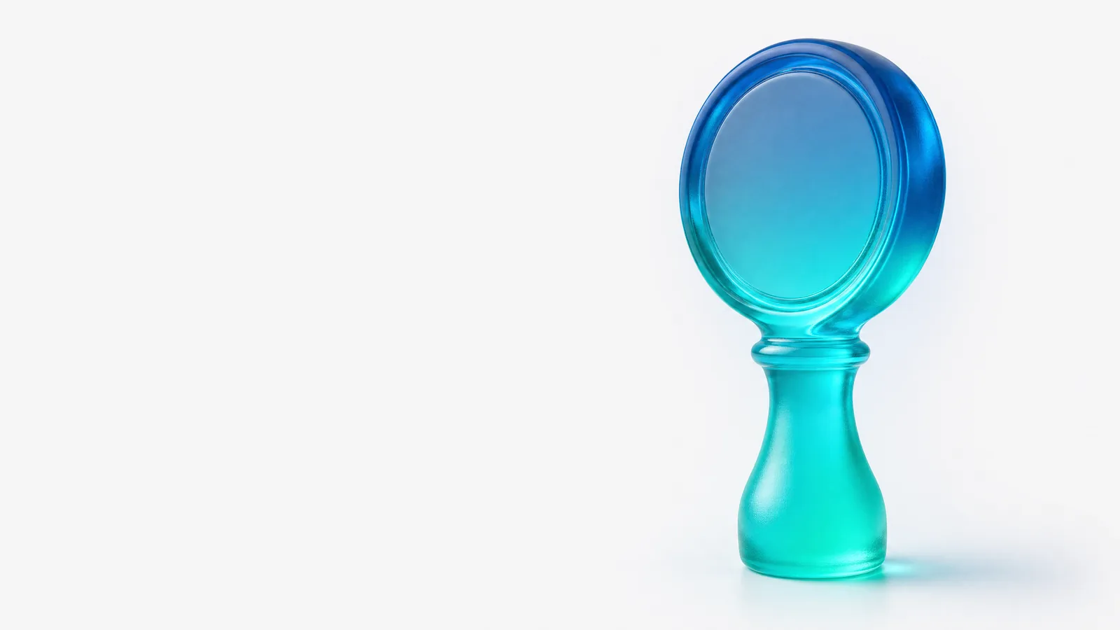 Abstraktes Glasobjekt im ALPENIQ Blau: Siegelstempel aus Glas