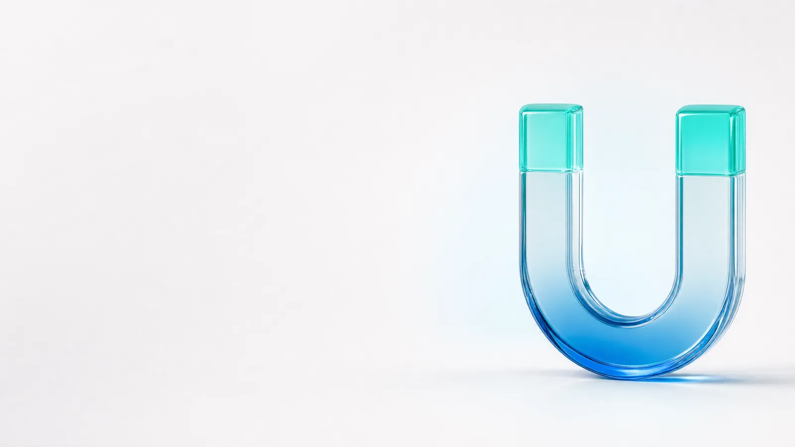 Abstract glass object in ALPENIQ blue: glass horseshoe magnet