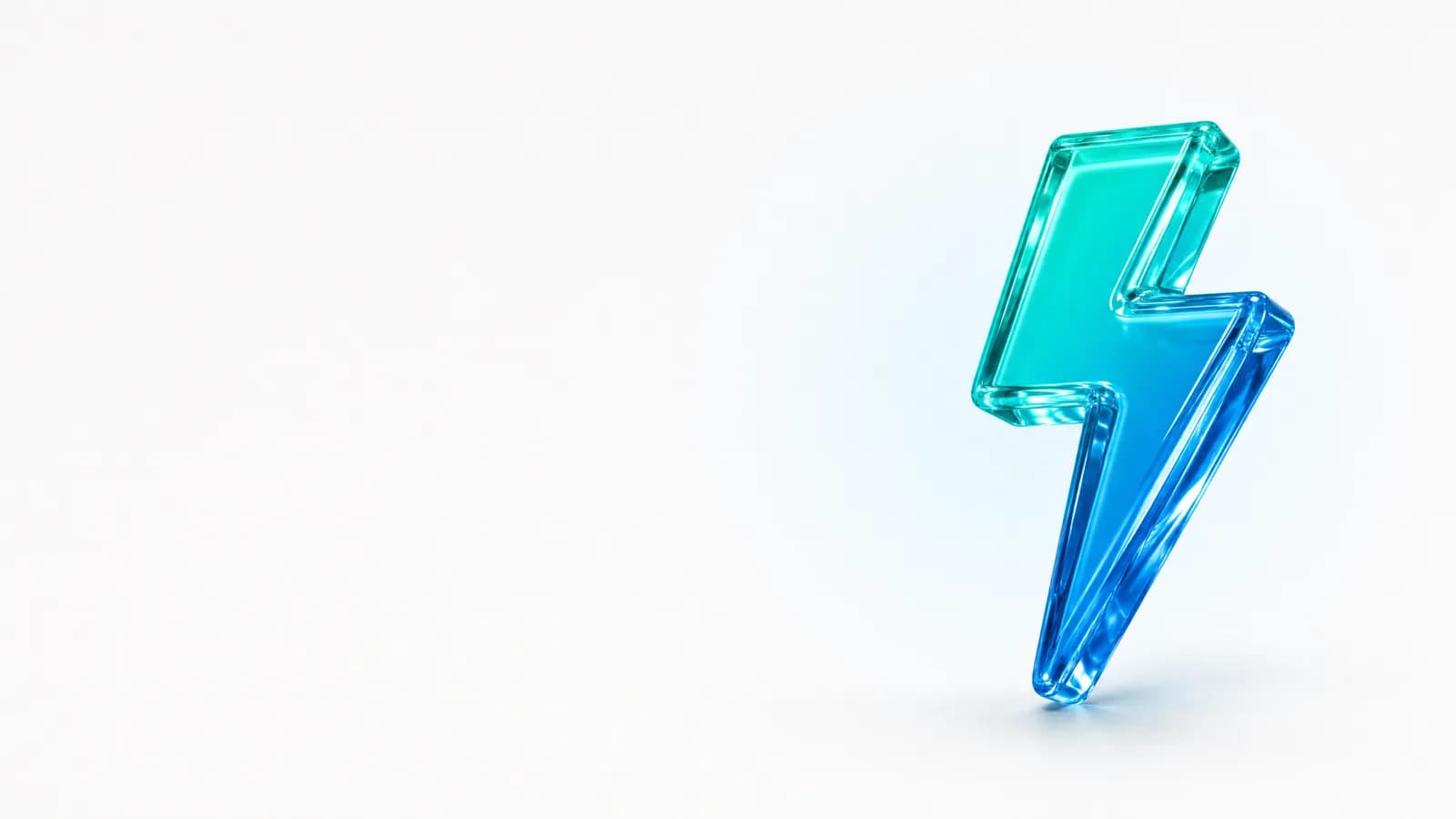 Abstract glass object in ALPENIQ blue: lightning bolt rendered in glass