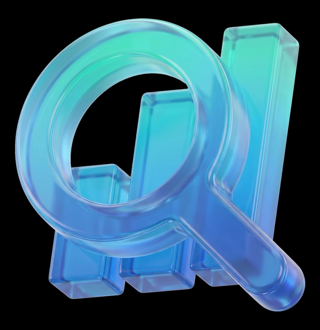 Glass object: a magnifier above a metric