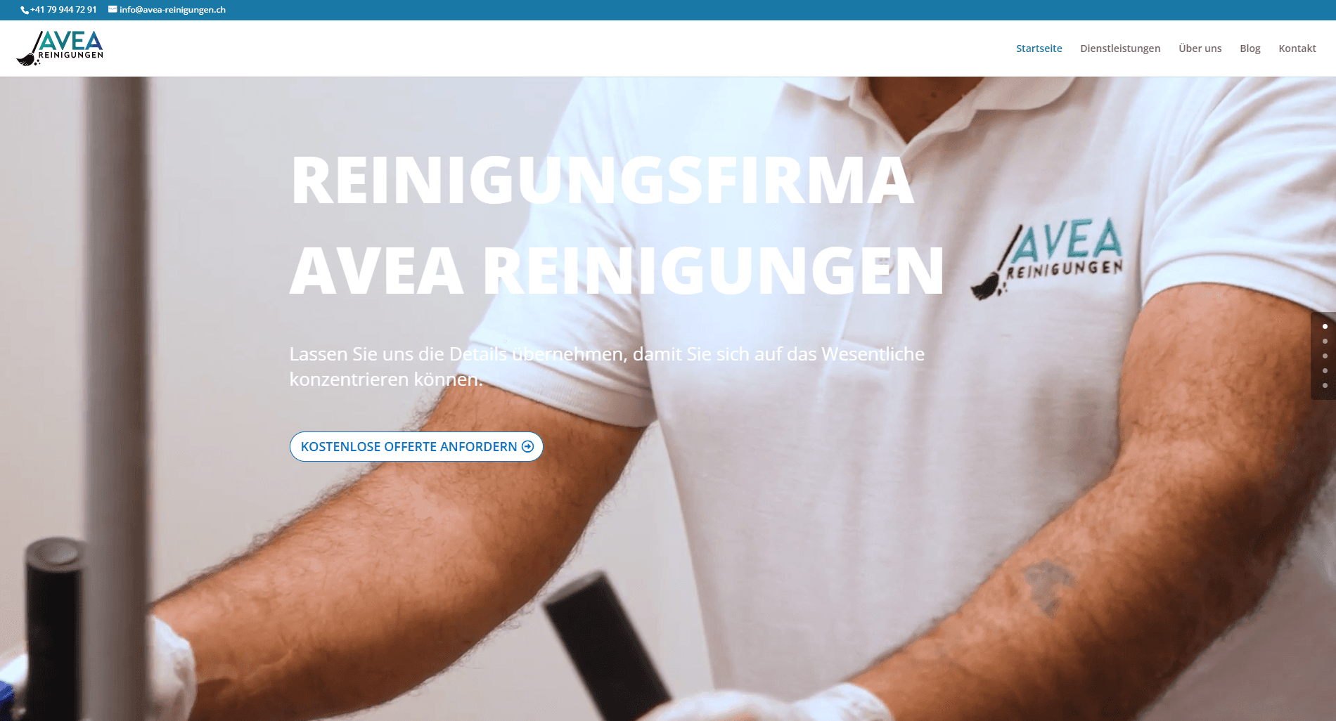Logo von AVEA Reinigungen auf einer ALPENIQ Growth Projektfläche
